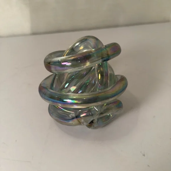 Stunning Murano Twisted Clear Rope Knot Art Glass Paper Weight Sculpture Vintage - Picture 1 of 6
